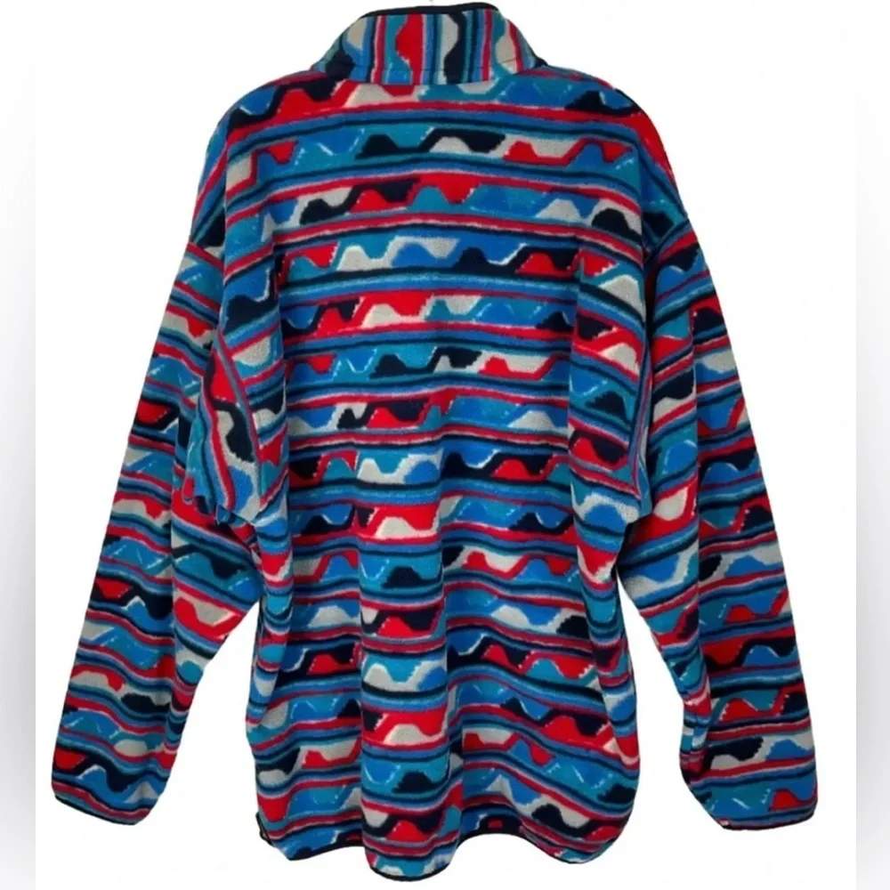 Patagonia Men’s Synchilla Snap-T Pullover Delta Wave Navy Blue Red White XXL